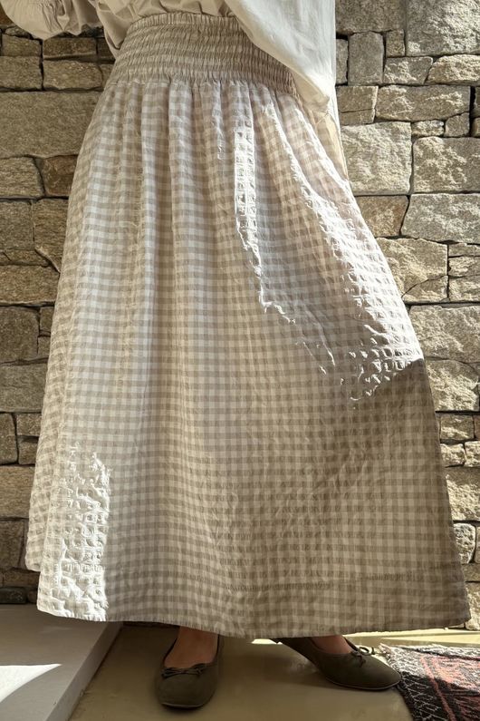 Nonni Gingham Ripley Skirt Stone